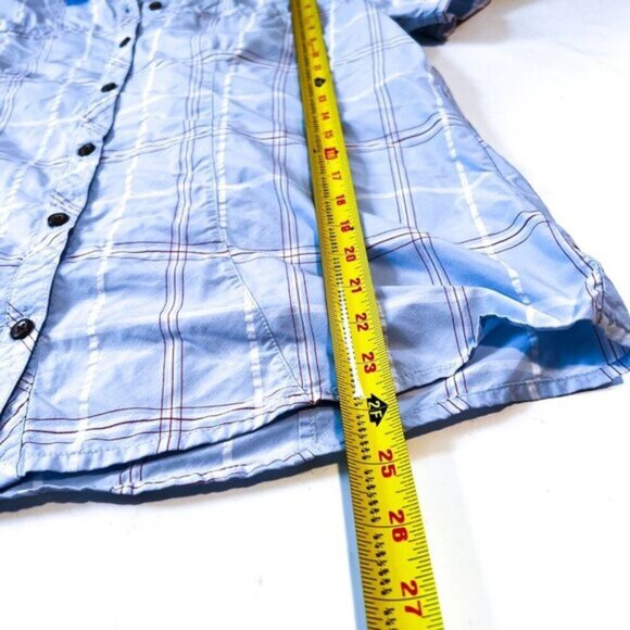 Cabela's Women's Blue/White Plaid Short Sleeve Casual Button-Down Shirt Top M - Picture 6 of 8